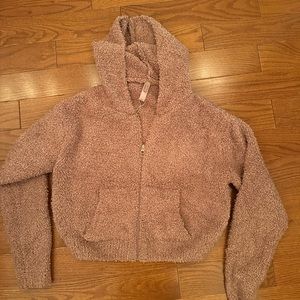 Skims Cozy Knit Zip Up Hoodie Rose Clay
